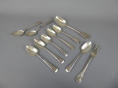 Miscellaneous Silver, including a Christening Fork, Victorian silver dessert spoon, four Georgian