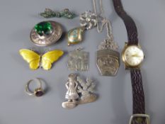 Miscellaneous Items of Jewellery, including a gold and amethyst ring, two silver pendants, one on