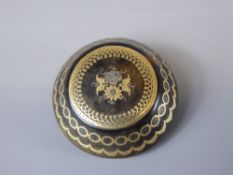 An Antique Tortoiseshell Gold and Silver Inlaid Floral Disc Brooch.