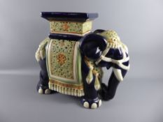 A Ceramic Plant Stand, in the form of an Asian elephant, approx 44 cms
