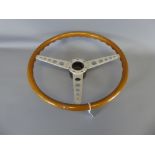A Vintage 1950's Chrome and Wood Steering Wheel, approx 38 cms.
