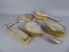 Early 20th Century Silver Dressing Table Set, comprising two hairbrushes, a clothes brush,