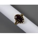 A Vintage 9ct Yellow Gold and Garnet Ring. Garnet approx 12 x 8 mm, size N, approx 3.1 gms