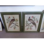 Two Large Feather Art Works, depicting cock-pheasant and hen, approx 68 x 54 cms, framed and