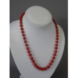 An Antique Graduated Pink Coral Bead Necklace, approx 45 cms, beads .4 to 7 mm.