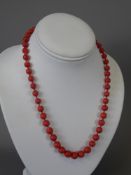 An Antique Graduated Pink Coral Bead Necklace, approx 45 cms, beads .4 to 7 mm.