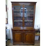 A Mahogany Glaze Fronted Book Case, approx 225 x 120 x 45 cms, the bookcase with three shelves