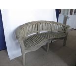 A Teak 'Lutyens' Style Curved Garden Bench, approx 158 cms