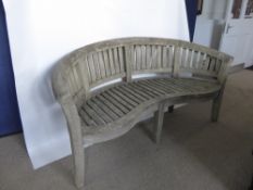 A Teak 'Lutyens' Style Curved Garden Bench, approx 158 cms