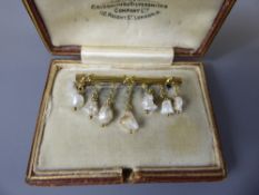 An Antique 15ct Gold and Natural Pearl Bar Brooch, in original Goldsmith's and Silversmith's Co.