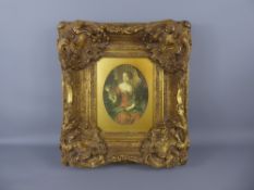 An Oval Print of a Lady, in an ornate rectangular gilt-effect frame, approx 19 x 14 cms. (io)