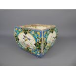 A 19th Century Jules Vieillard Pottery Planter with cartouche depicting birds, in polychrome, approx