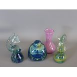 Miscellaneous Glass, including two Mdina seahorse's, together with two Mdina glass vases. (4)