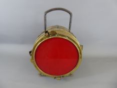 A Vintage Electrical Red Nautical Light, inscribed with 'Poyard Constructeur, Paris'.