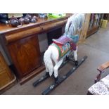 A Vintage White Wooden Decorated Fairground Horse on Rockers, approx 94 x 123 cms to include