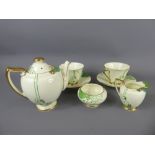 1930's Royal Doulton Art Deco Glamis Tea Set in Fairy shape, V1312. Abstract floral design with