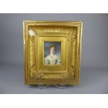 A 19th Century Portrait Miniature, presented in a gilt wood frame, approx 13 x 13 cms.
