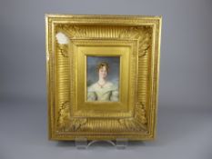 A 19th Century Portrait Miniature, presented in a gilt wood frame, approx 13 x 13 cms.