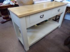 A Contemporary Cream Sideboard, with two short drawers and a lower shelf, approx 153 x 50 cms