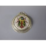 An Antique Silver Micro-mosaic Pendant depicting a Scarab Beetle.
