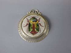 An Antique Silver Micro-mosaic Pendant depicting a Scarab Beetle.