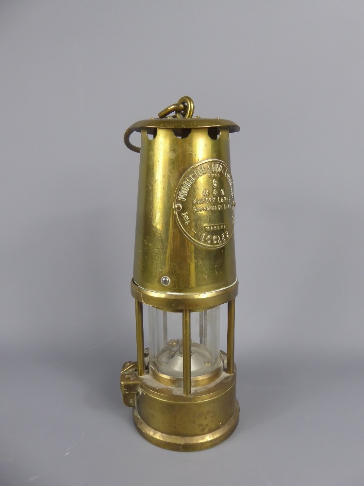 A Vintage Brass Eccles Protector Miner's Lamp.