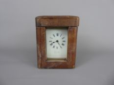 French Brass Carriage Clock, white enamel face with Roman dial, retailer Wall & Son, Ross on Wye,