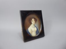 A 19th Century Portrait Miniature, depicting a young lady, in tortoiseshell frame, approx 6 x 7.5