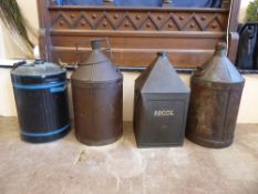 Five Miscellaneous Large Vintage Oil Containers.