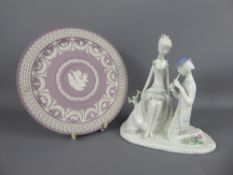 A Rosenthal Figural Group, depicting a courting couple, approx 21 cms, together with a powder pink