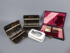 Miscellaneous Items, including two tortoiseshell cigarette cases, a bone crochet set, a trinket