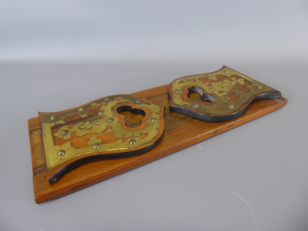 A Rosewood and Brass Book Slide, approx 33 x 13 cms (af)