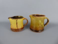 An Early (1930/40's) Winchcombe Pottery earthenware yellow and brown-glazed milk jug (made with