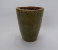 R. Higgs Studio Pottery, a tapered vase, with incised decoration to vase mouth, approx 15 cms,