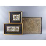 A Pair of Indian Art Paintings, depicting temple elephants, approx 30 x 14 cms (io) and , framed and