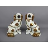 A Pair of Staffordshire Pottery Fireside Spaniels, approx 23 cms