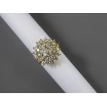 A Lady's 18ct Yellow Gold Diamond Cluster Ring, approx 2.10 cts, size M, approx wt 9.9 gms.