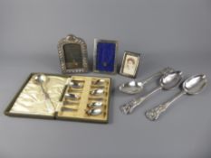 A Quantity of Silver and Silver Plate, including a Georgian tablespoon, London hallmark, three