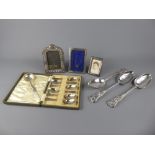 A Quantity of Silver and Silver Plate, including a Georgian tablespoon, London hallmark, three