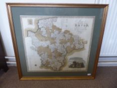 A County Map of Devon, by C & J Greenwood, published July 1829, approx 70 x 62 cms, with a