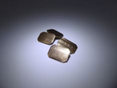 A Pair of 9 ct Gold Gentleman's Cuff Links, having engine turned engraving, approx 5.4 gms.