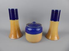 A Pair of Antique Royal Doulton Slipware Vases, marks to base, numbered 7339, approx 20 cms,