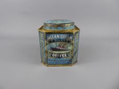 A Vintage Ocean Queen Coffee Lithographed Tin Plate Coffee Caddy.