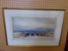 An Antique Watercolour depicting a Fly Fisherman, approx 23 x 43 cms, framed and glazed.