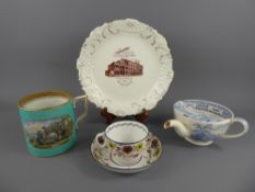 Miscellaneous English porcelain, including a plate depicting the 'Gloucester Cooperative