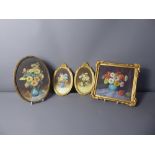 Two Circa 1900 Floral Still Life, approx 18.5 x 12 cms, presented in gilded frames, signed J.