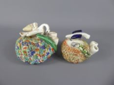 Two 19th Century Staffordshire Bird Nest and Snake Inkwells (af)