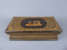 A Tunbridge Ware Style Box, the box having intricate inlay with a central vignette of dancing