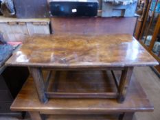 An Antique Oak Low Table, the top with rich patina, approx 100 x 54 x 43 cms.