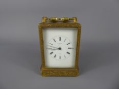 Late 19th Century French Brass Carriage Clock, the dial signed Auguste a Paris, contained within a